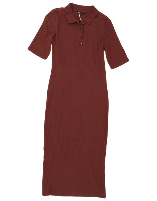 Zara Robe Maxi Polo Femme UK 14 Grand Coton Marron