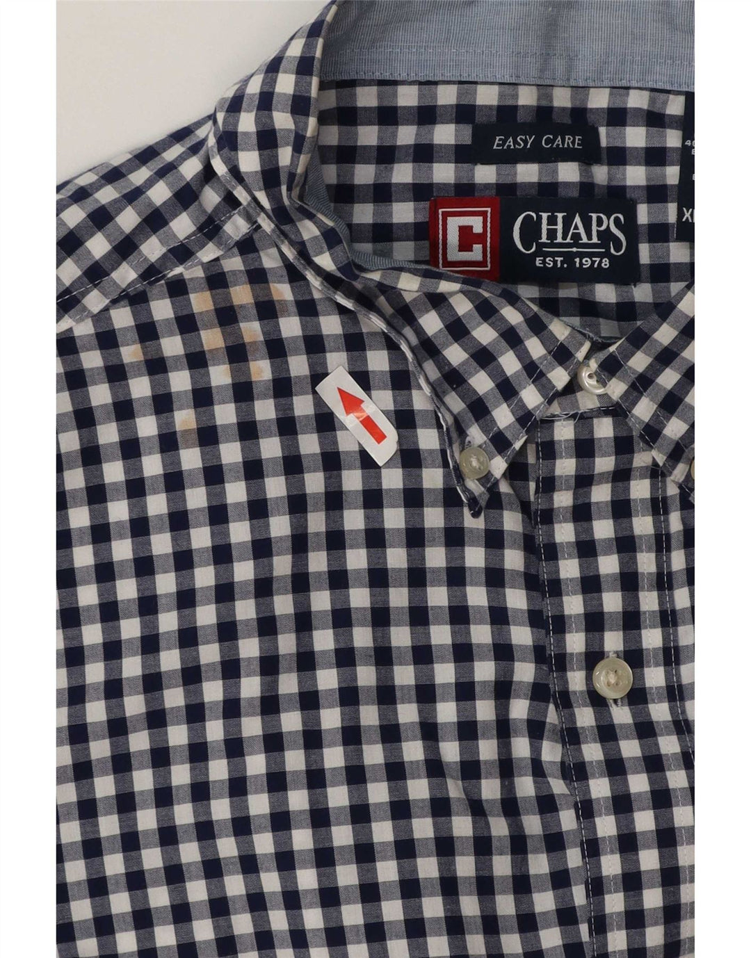 Chaps Chemise Homme Easy Care XL Bleu Marine Vichy Coton