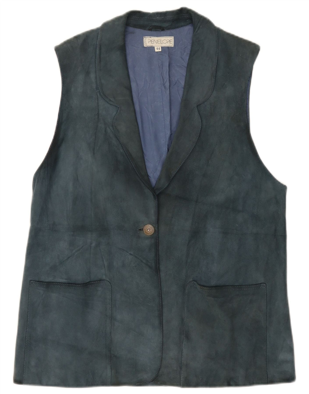 PENELOPE Femme Gilet En Daim IT 44 Bleu Moyen