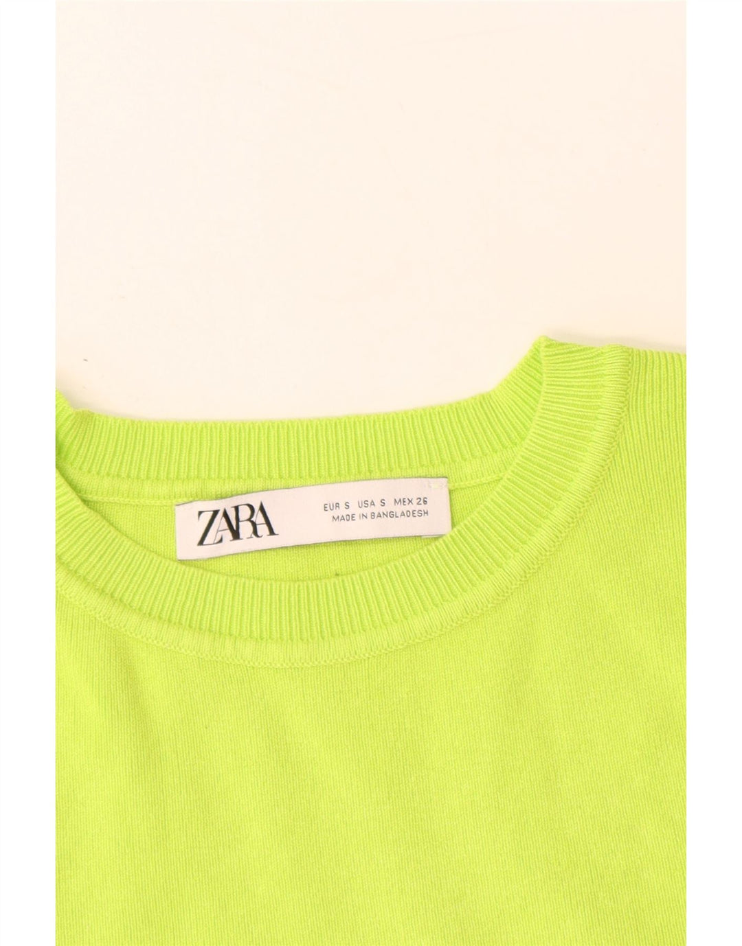 ZARA Pull court à manches courtes et col bateau pour femme UK 8 Petit Vert