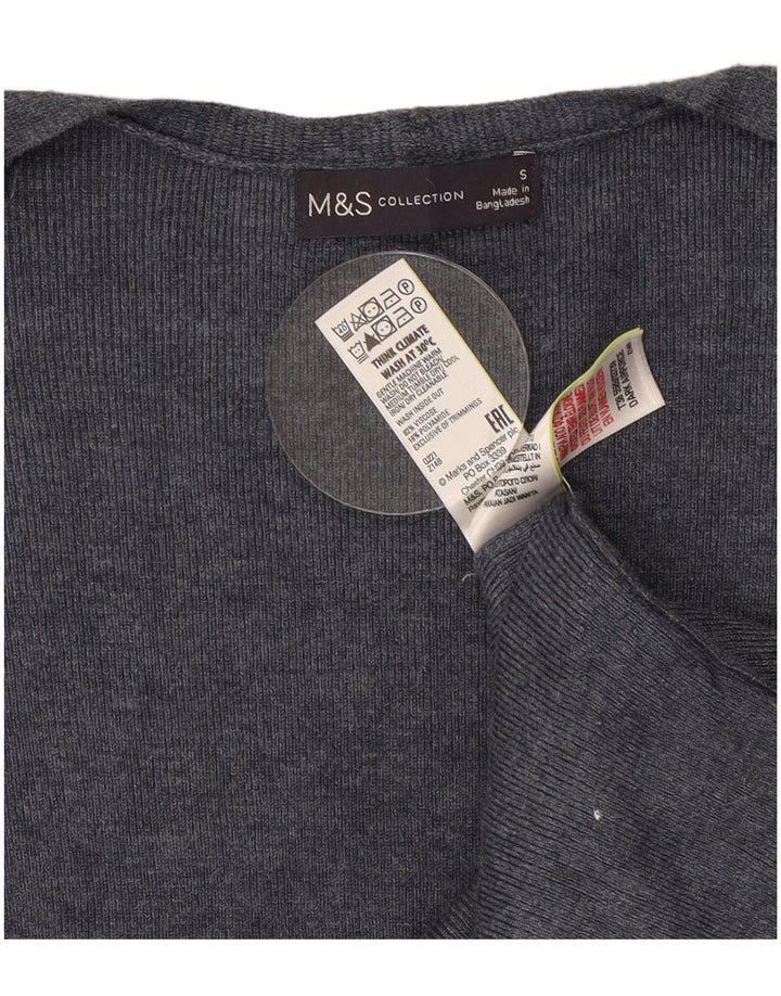 Marks & Spencer Pull cardigan ouvert long pour femme UK 10 Small Gris