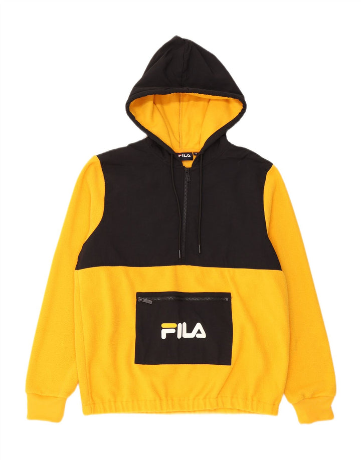 Fila Pull Polaire à Capuche Graphique Homme Jaune Moyen Polyester Colorblock