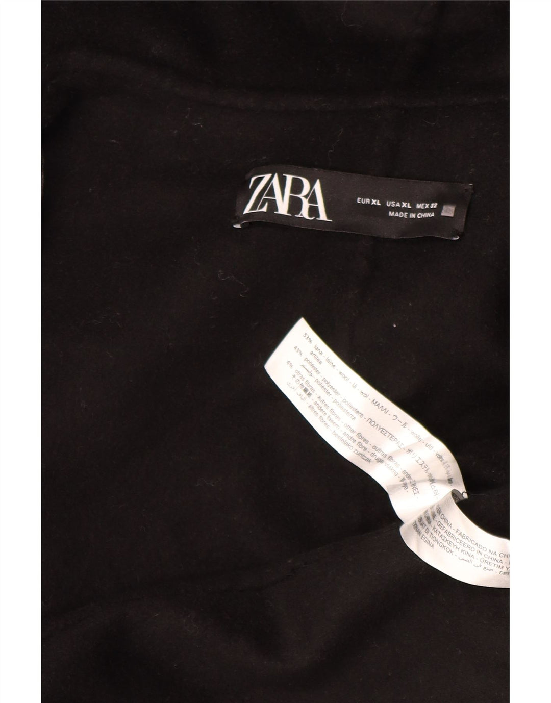 Zara Manteau ouvert à capuche surdimensionné pour femme UK 18 XL Laine noire