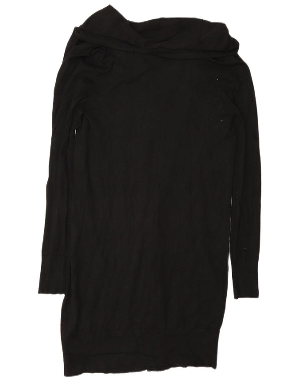 Zara Womens Longline Open Cardigan Pull UK 12 Moyen Noir Viscose