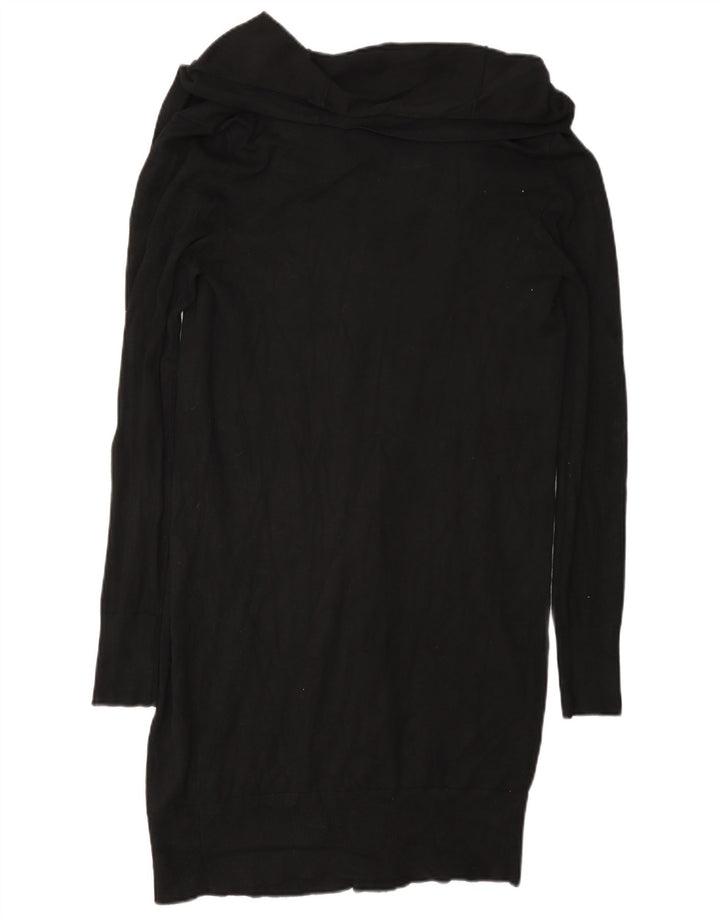 Zara Womens Longline Open Cardigan Pull UK 12 Moyen Noir Viscose