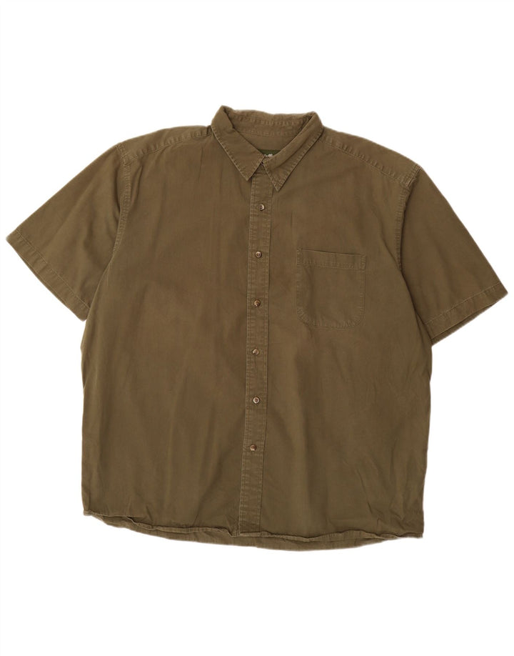 EDDIE BAUER Chemise à Manches Courtes Homme XL Kaki Coton