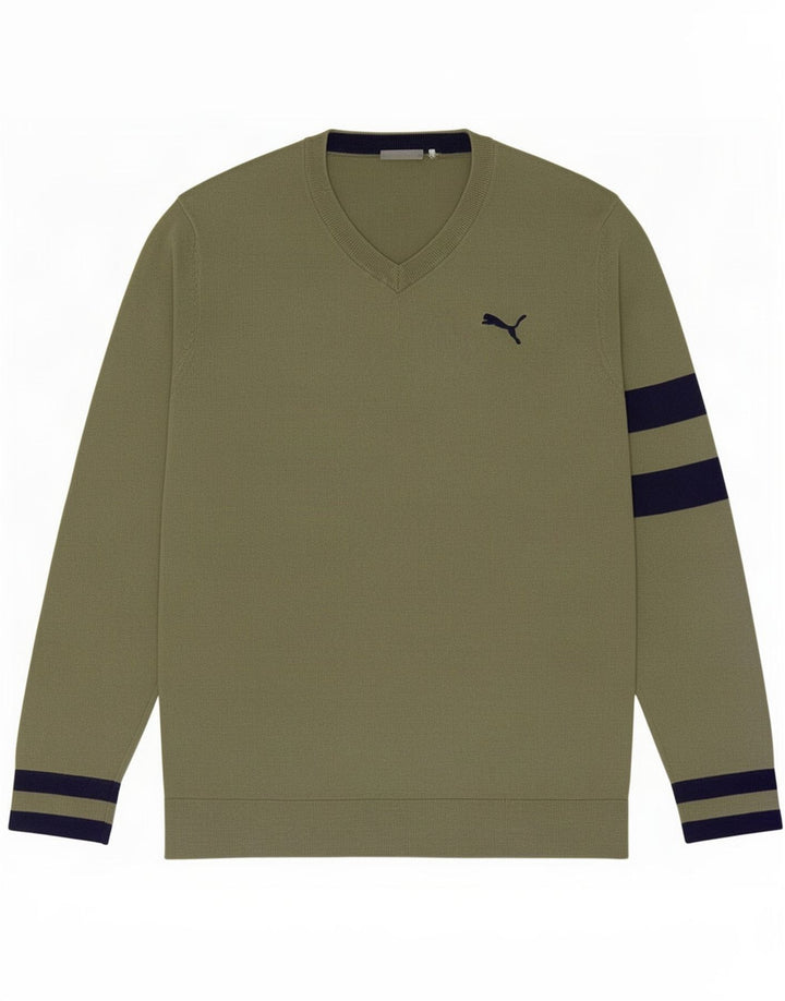 Puma Pull V-Neck Jumper Homme Vert Moyen Colourblock