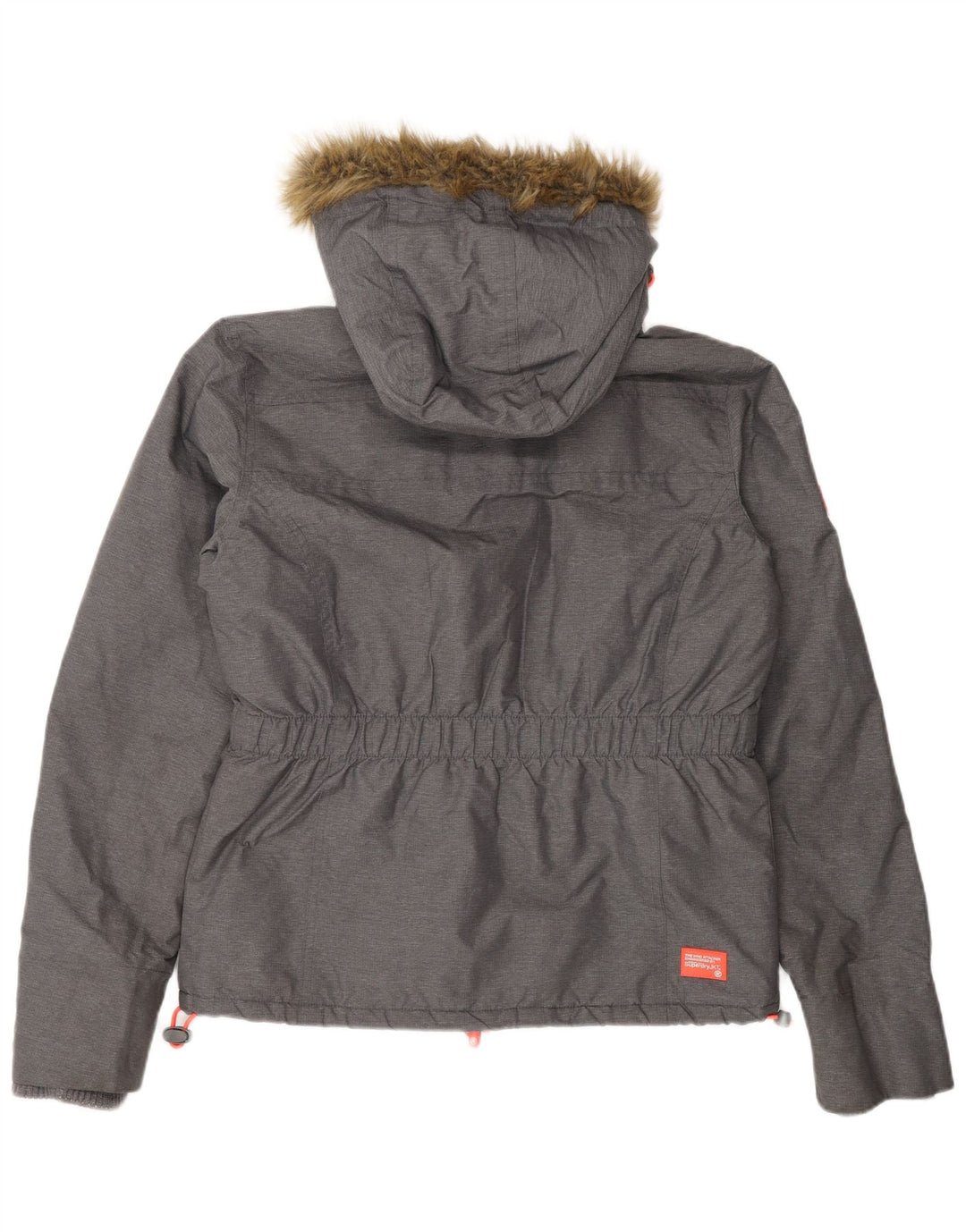 Superdry Veste coupe-vent à capuche pour femme UK 16 Large Gris Nylon
