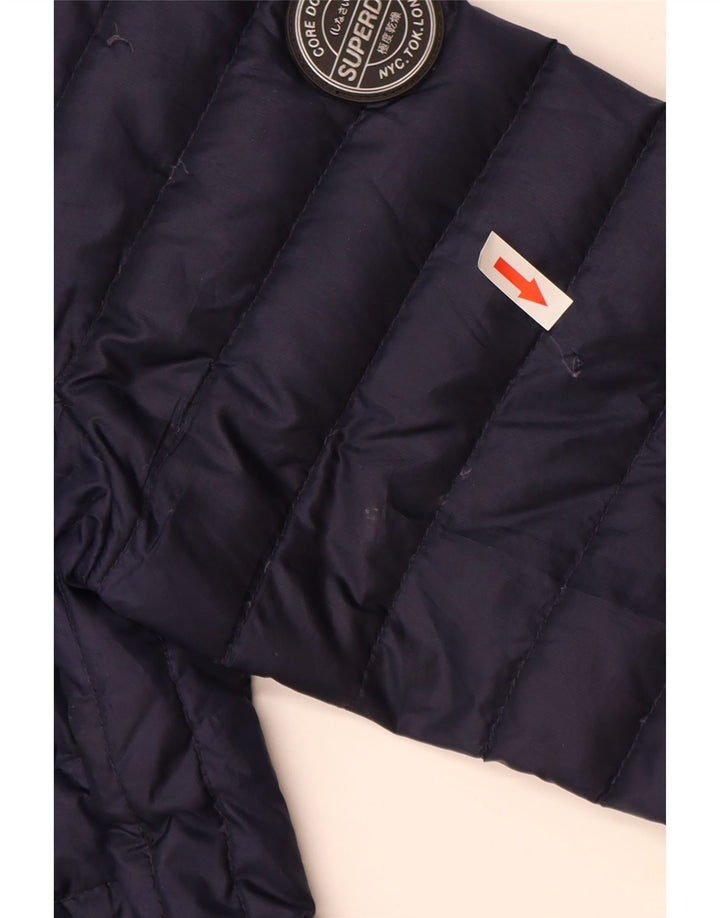 Superdry Veste matelassée à capuche pour femme UK 14 Bleu marine moyen Polyester