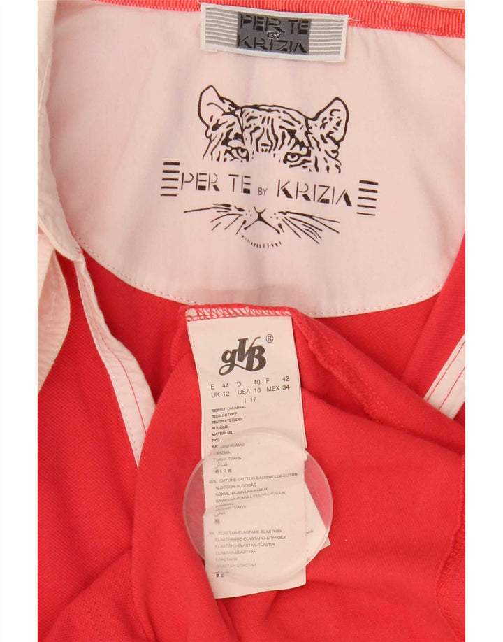 Perte by Krizia Haut chemisier à manches 3/4 pour femme UK 12 Rouge moyen Colourblock