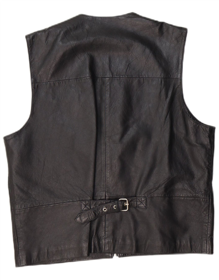 VINTAGE Gilet en cuir homme cuir noir moyen