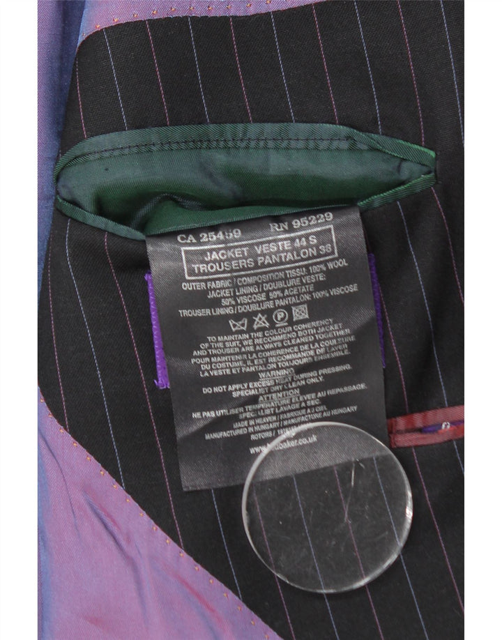TED BAKER Veste blazer à 2 boutons pour homme UK 44 2XL Laine à fines rayures noires