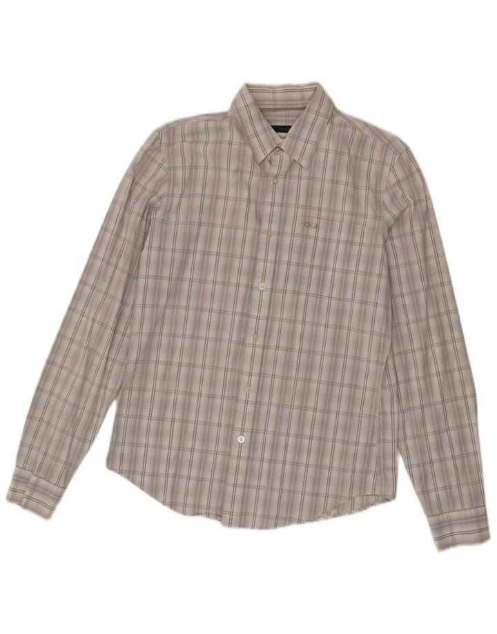 Calvin Klein Jeans Chemise Homme Gris Moyen Carreaux Coton