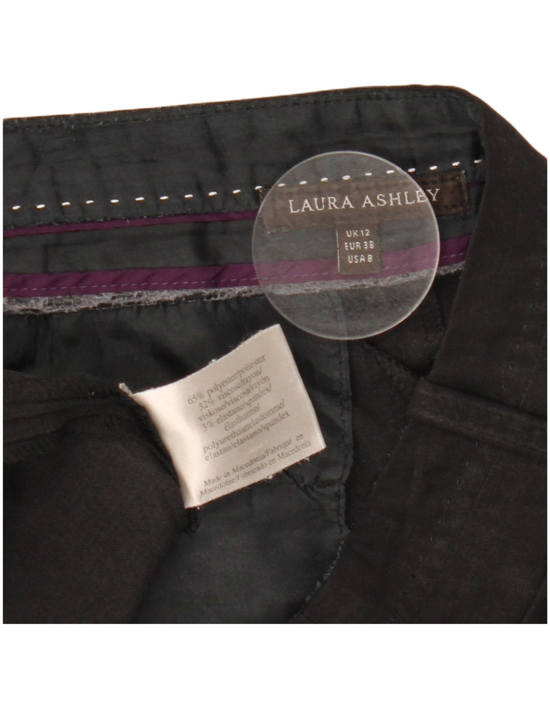 Laura Ashley Pantalon décontracté pour femme UK 12 Medium W30 L31 Noir Polyester