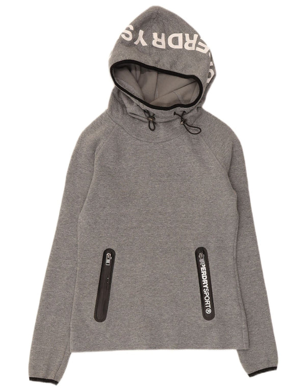 Superdry Pull à capuche graphique pour femme UK 6 XS Gris Coton