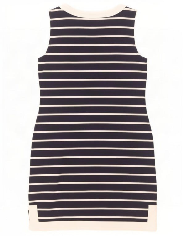 Nautica Robe T-Shirt sans Manches Femme UK 6 XS Bleu Marine Rayé Coton