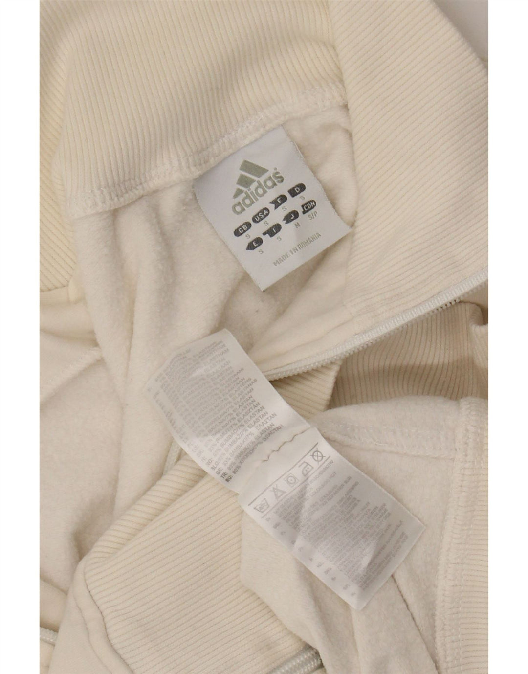 ADIDAS Veste de survêtement courte pour femme UK 10 Petit coton blanc