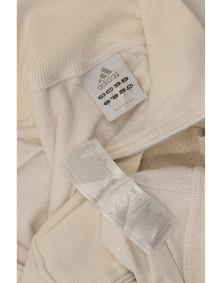 ADIDAS Veste de survêtement courte pour femme UK 10 Petit coton blanc
