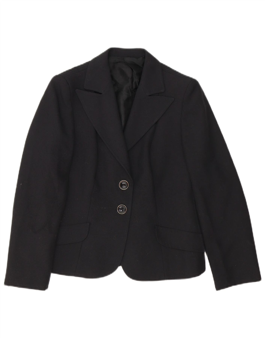 vintage Femme 2 Bouton Blazer Veste UK 12 Moyen Noir Polyester