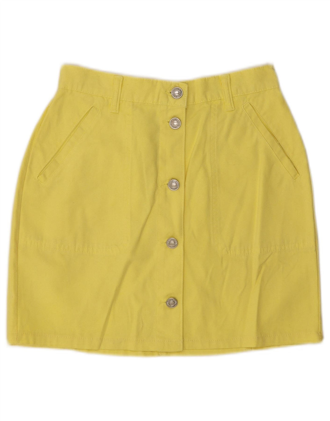 Benetton Mini-jupe Femme IT 40 Small W26 Coton Jaune