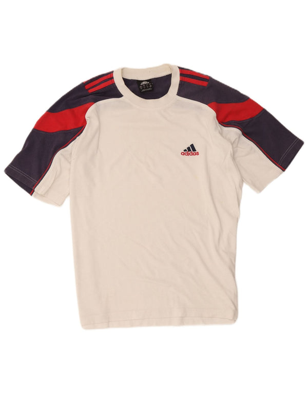 ADIDAS T-Shirt Homme UK 40/42 Coton Colorblock Blanc Moyen
