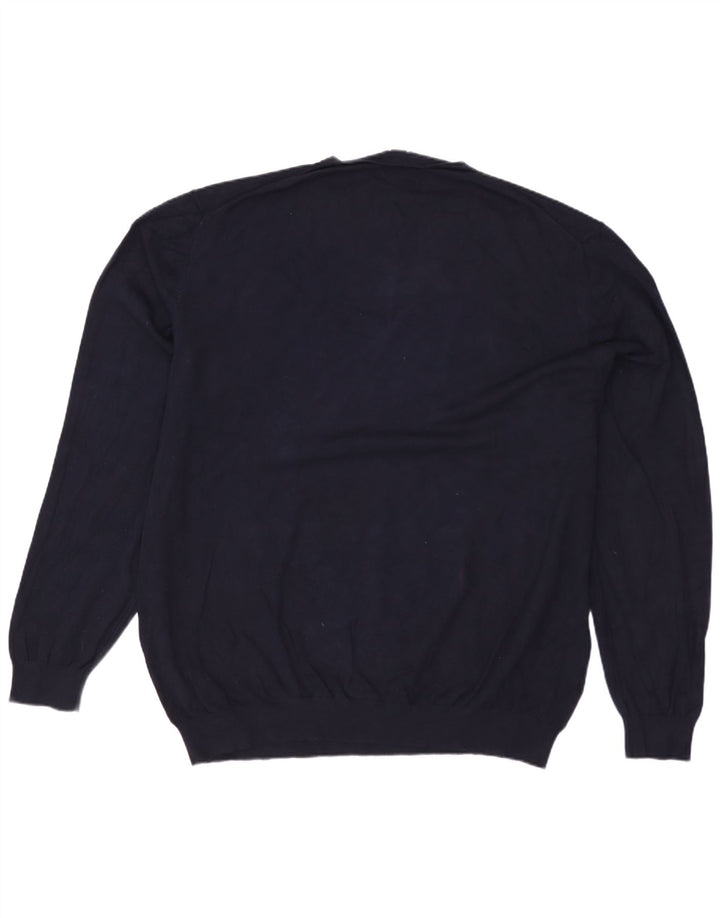 ZARA Pull col V pour homme 2XL Bleu marine Viscose