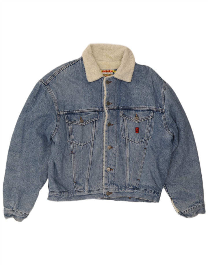 Uniform Veste en jean coupe ample Sherpa pour homme UK 38 Bleu moyen