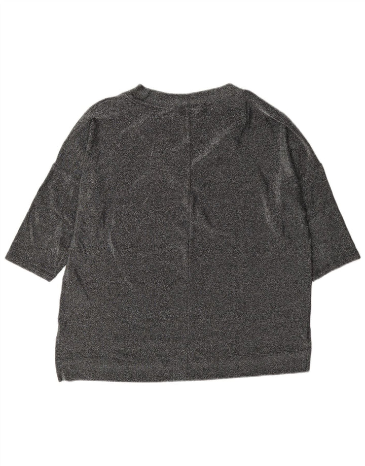 Marks & Spencer Haut surdimensionné à manches 3/4 pour femme UK 12 Medium Argent moucheté