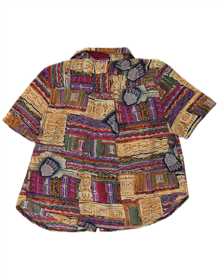 vintage Femmes Motif Abstrait Chemise Blouse UK 20 2XL Multicolore
