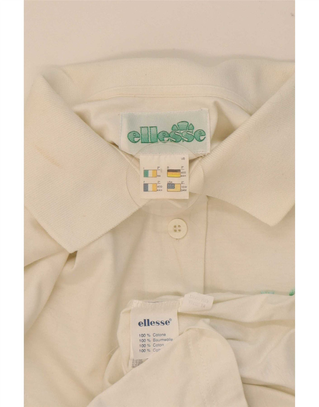 Ellesse Polo Femme IT 44 Coton Floral Blanc Moyen