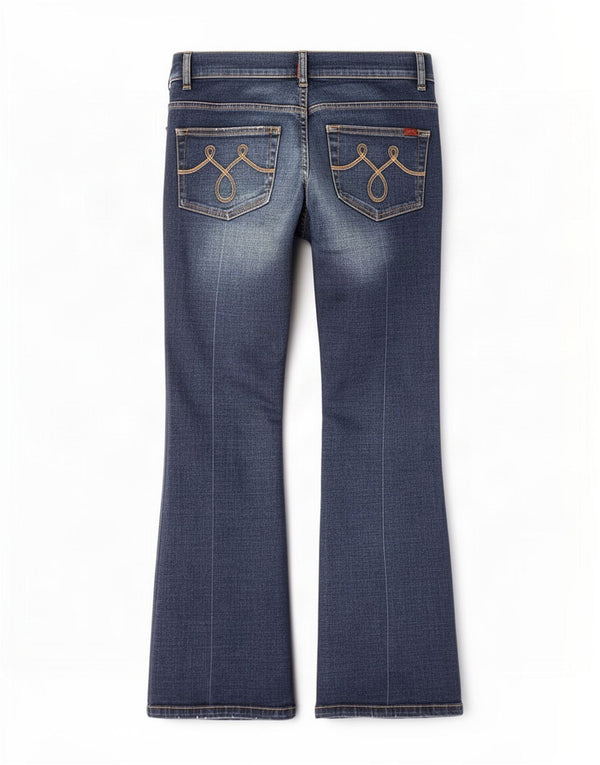 Oasis Jeans Bootcut Femme UK 12 Moyen W30 L27 Bleu Coton