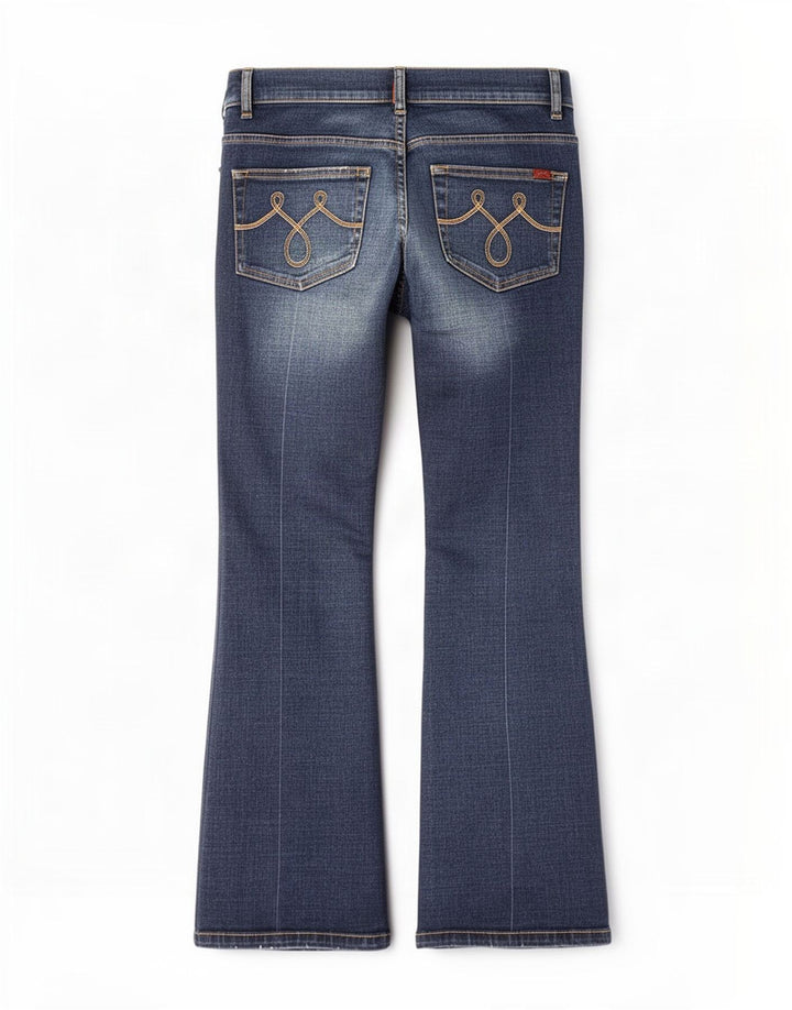 Oasis Jeans Bootcut Femme UK 12 Moyen W30 L27 Bleu Coton