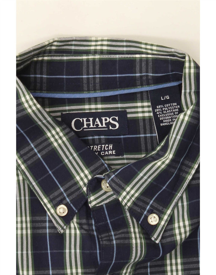 Chaps Chemise Homme Grand Carreau Bleu Marine Coton