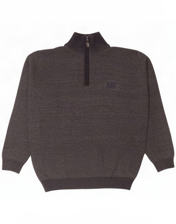 Avirex Mens Zip Neck Jumper Sweater Large Grey Flecked Viscose