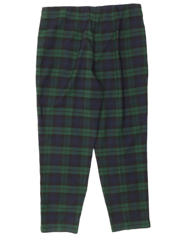 CHAPS Pantalon décontracté taille haute pour femme US 12 Large W30 L26 Vert à carreaux