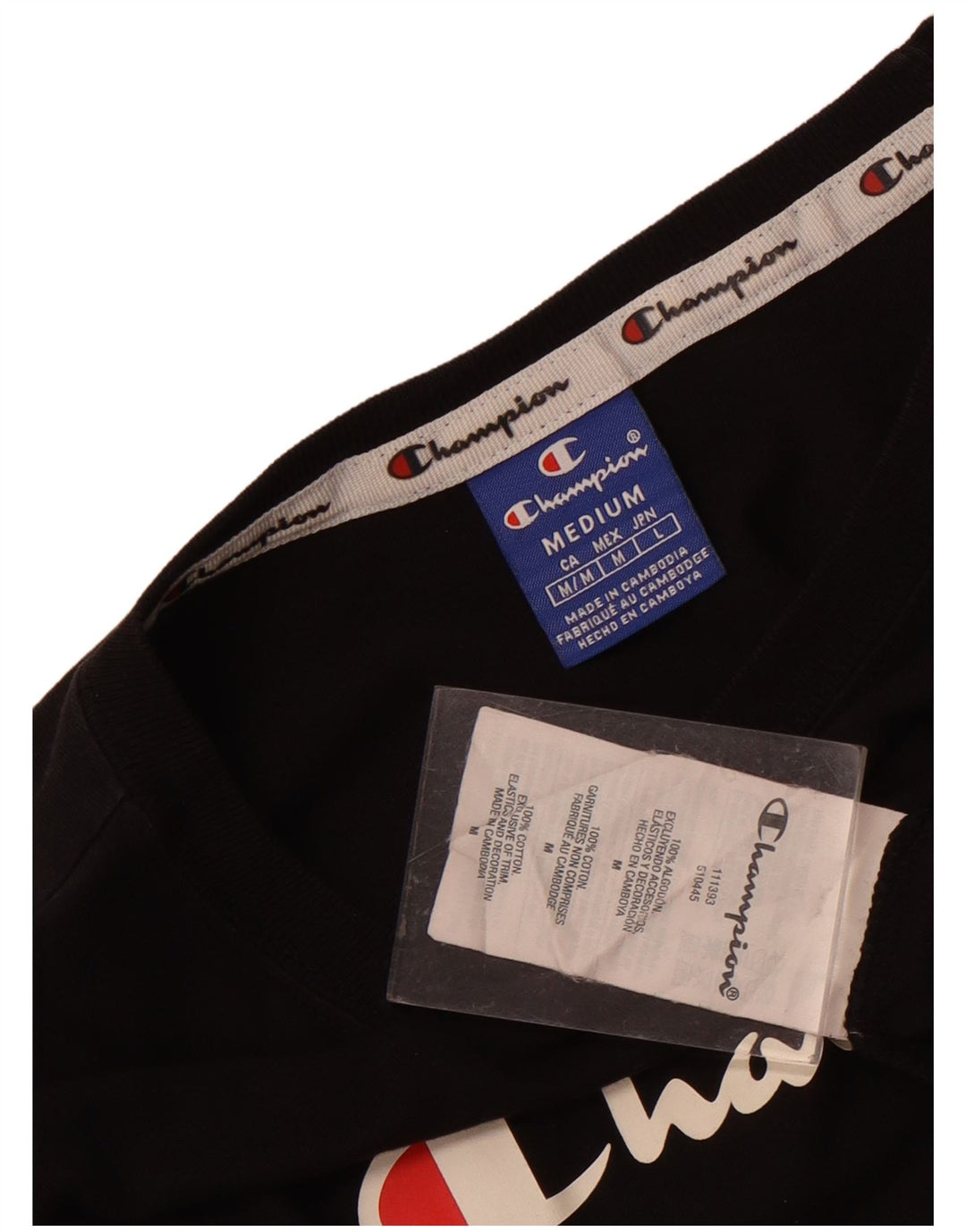CHAMPION T-Shirt Graphique Femme UK 12 Coton Noir Moyen