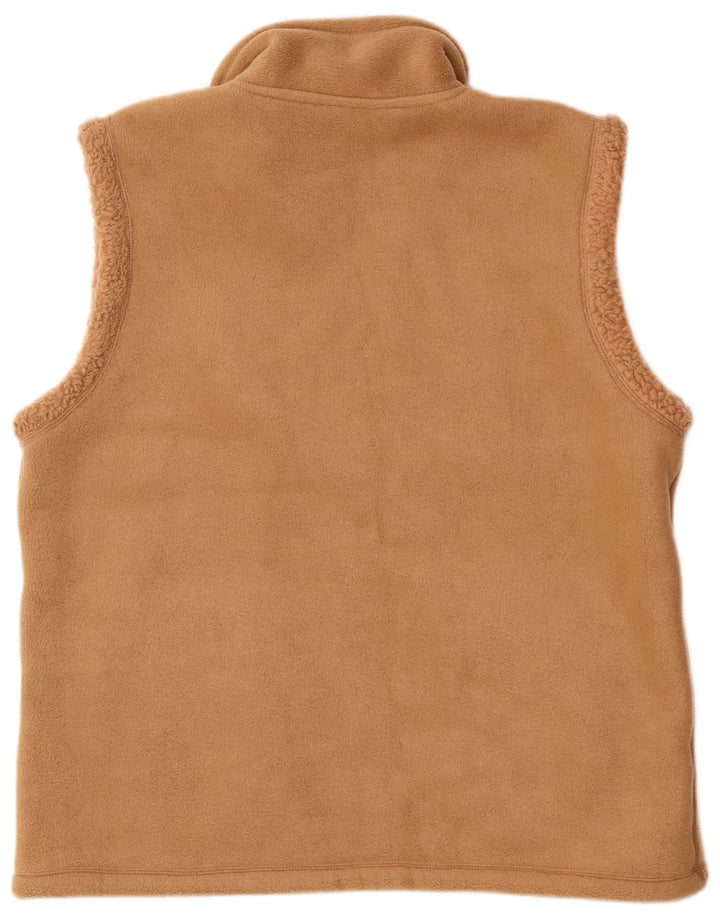 vintage Mens Fleece Réversible Gilet UK 38 Polyester Beige Moyen
