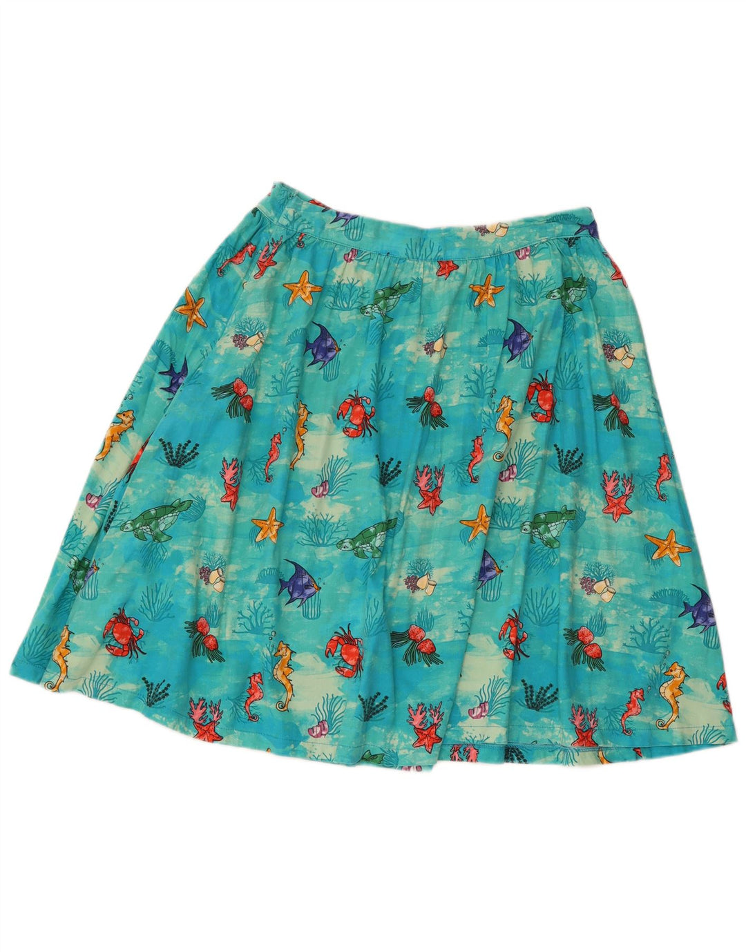 Lindy bop Jupe évasée à motif abstrait pour femme UK 12 Medium W30 Bleu Coton