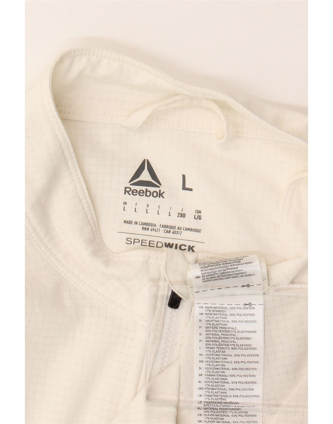 REEBOK Veste de Survêtement Homme Grand Carreau Blanc Polyester