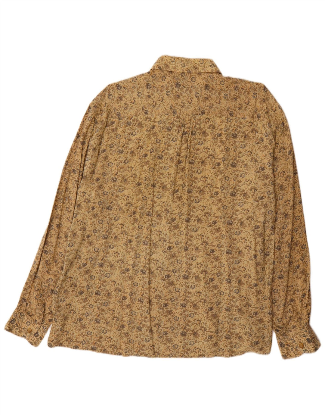 VINTAGE Mens Shirt XL Beige Floral Viscose