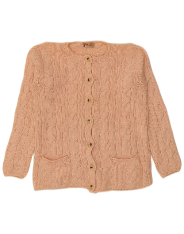 vintage Femme Cardigan Pull UK 14 Rose Moyen