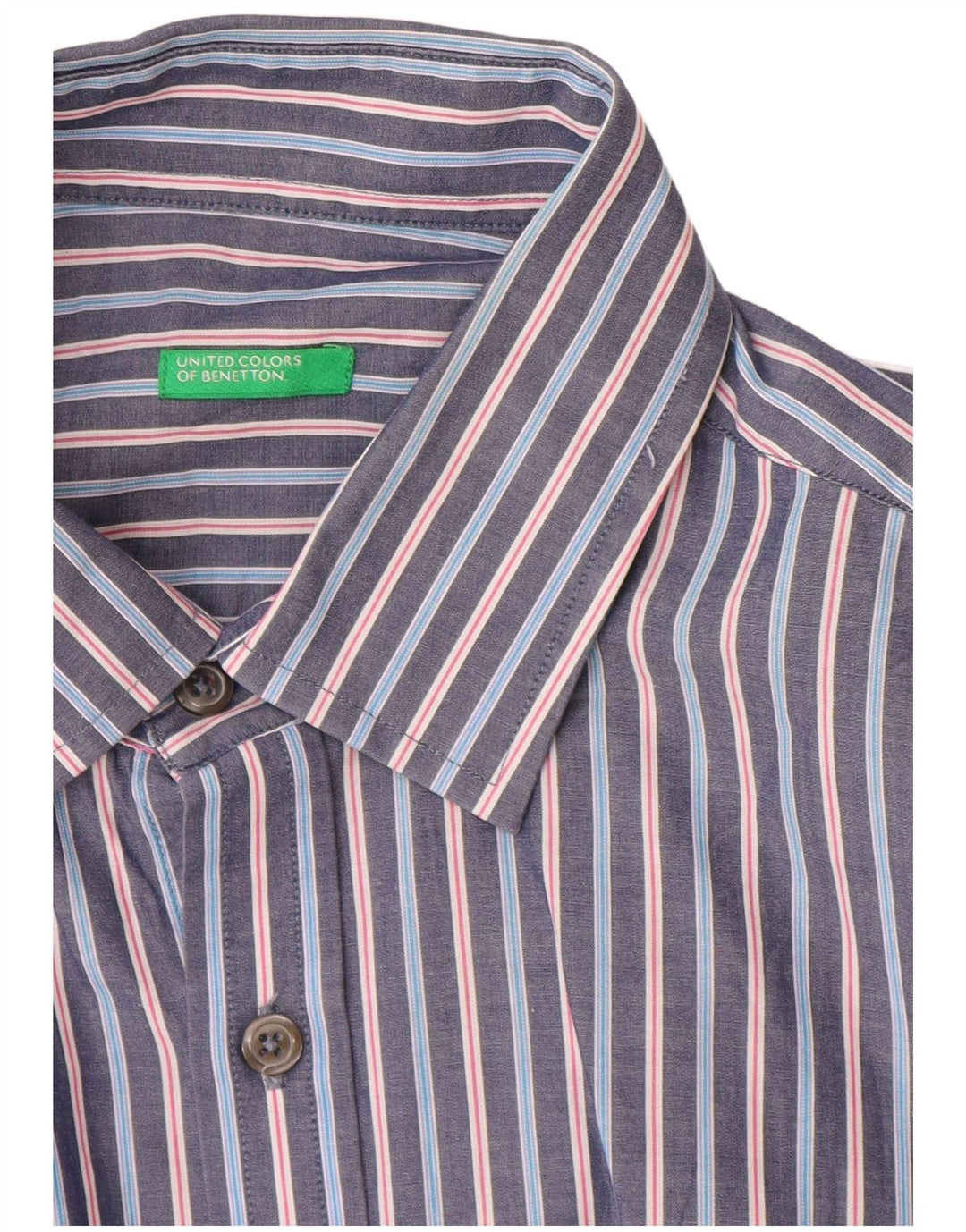Benetton Chemise Bleu Moyen Rayé Homme