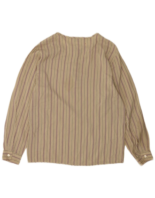 Marella Chemisier pull-over pour femme UK 12 en soie rayée beige moyen