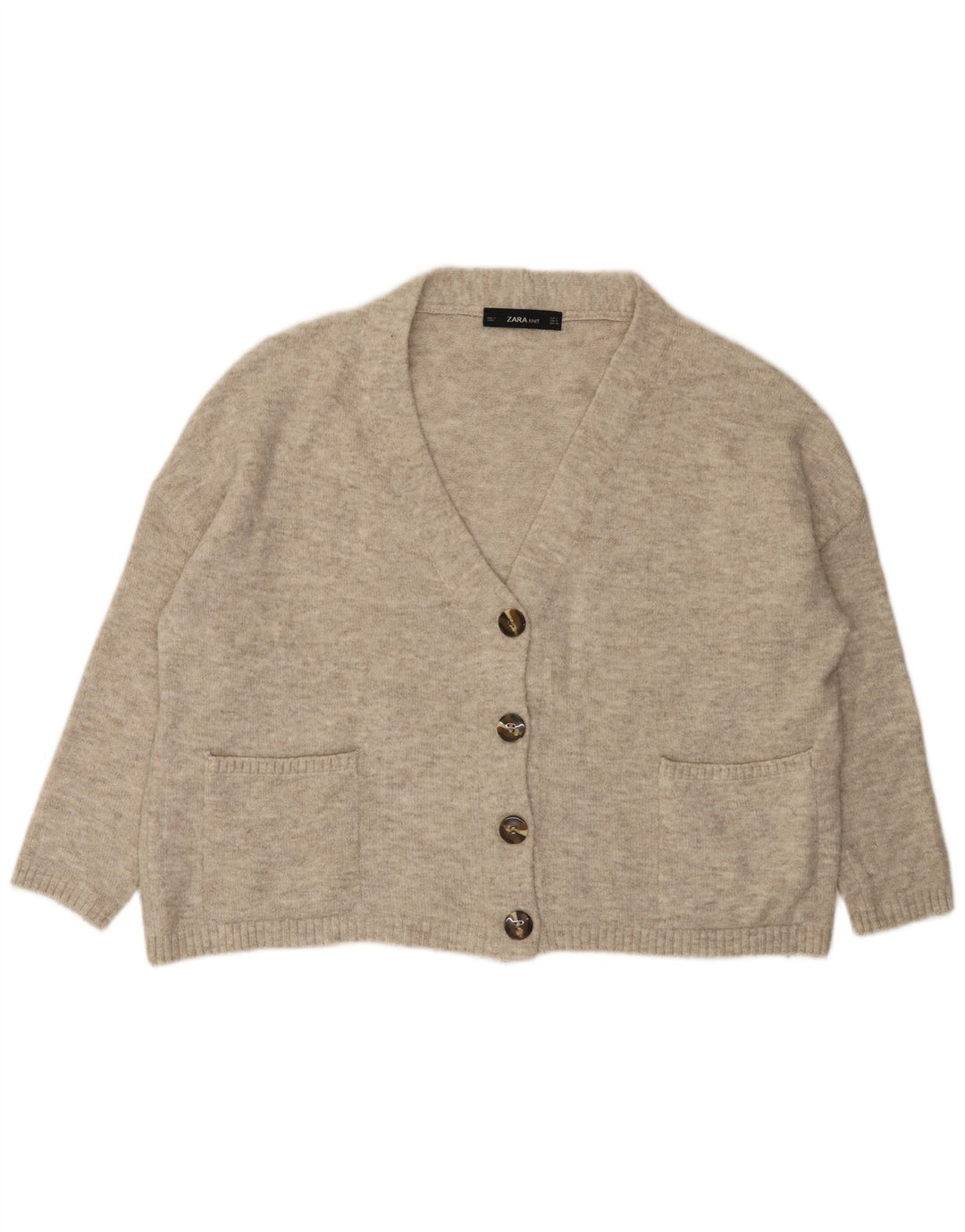 Zara Cardigan surdimensionné pour femme UK 10 Petit gris moucheté