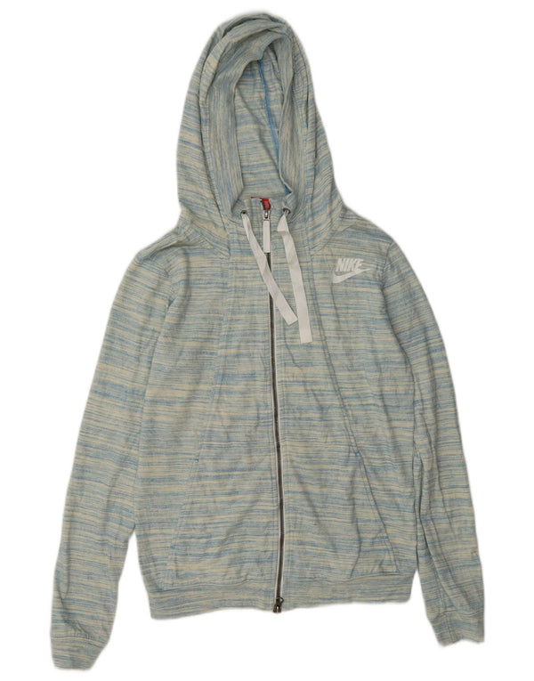 Nike Pull à capuche zippé pour femme UK 10 Petit polyester moucheté bleu
