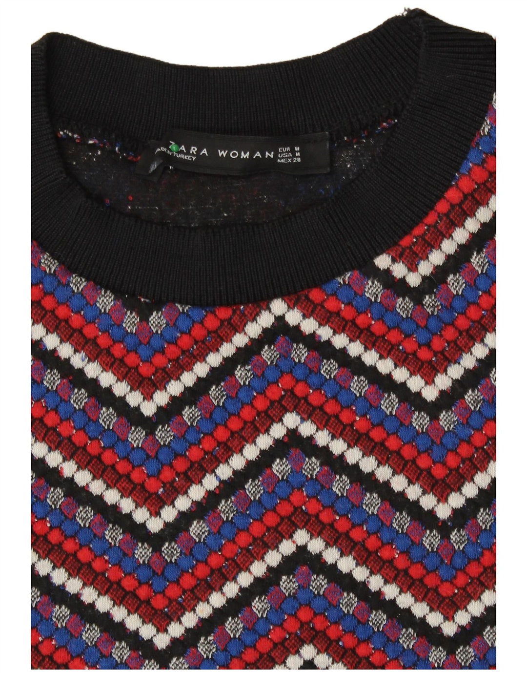 Zara Pull ras du cou pour femme UK 12 Chevron multicolore moyen