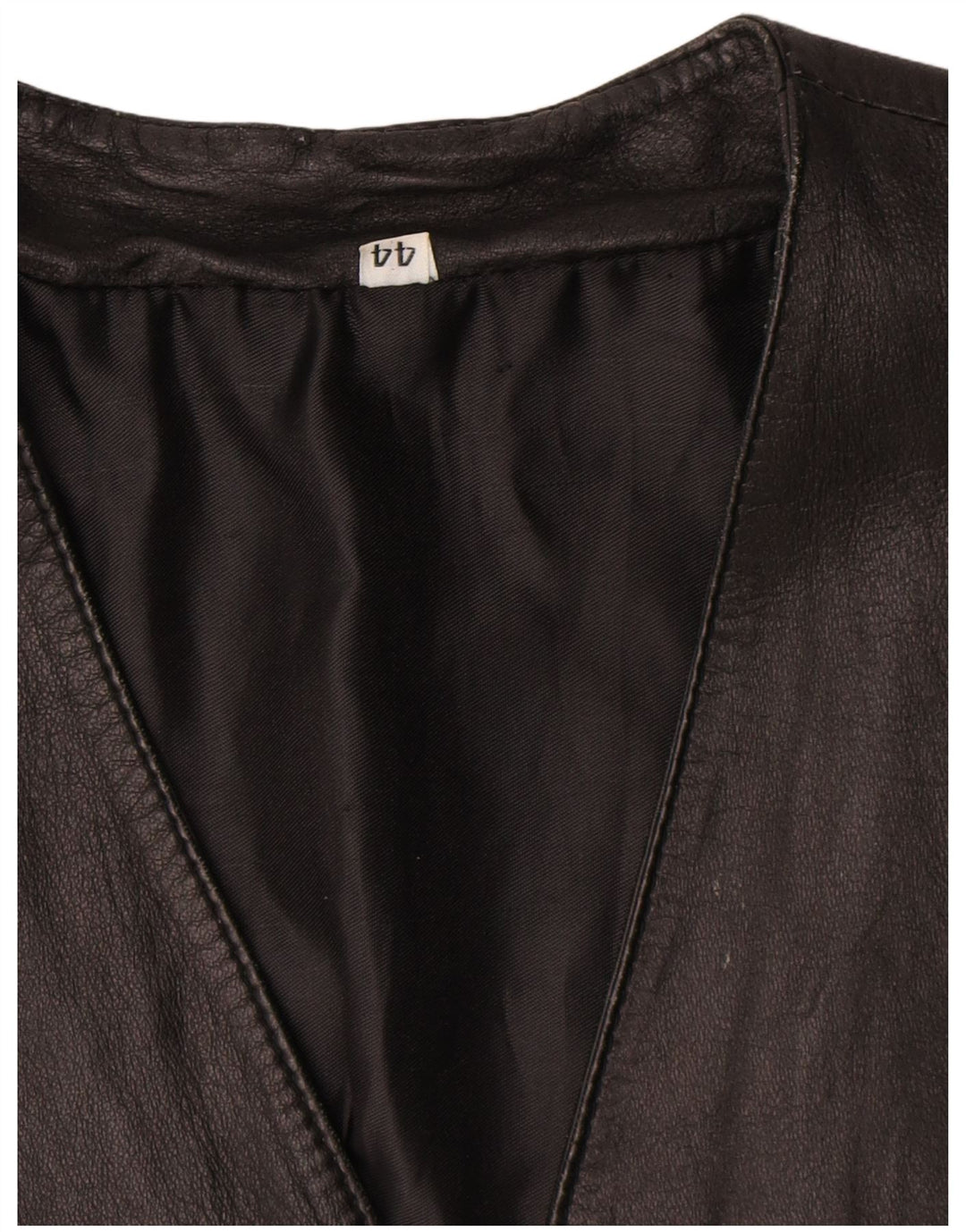 gilet en cuir femme vintage IT 44 Moyen Noir