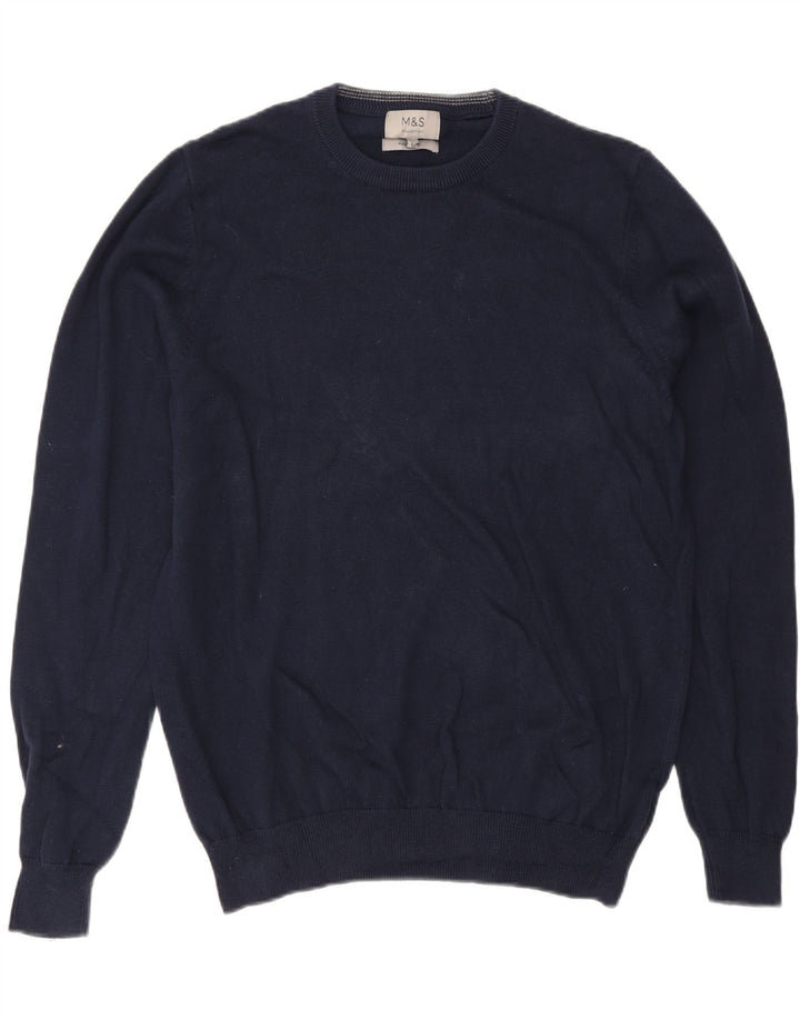 MARKS & SPENCER Pull à col rond pour homme en coton bleu marine Taille L
