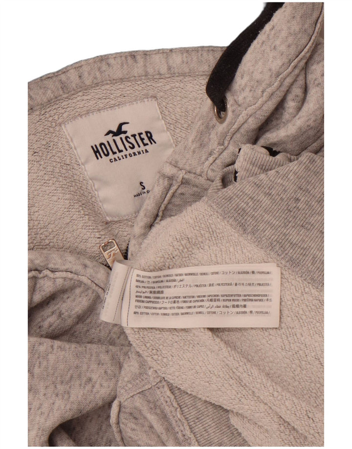 HOLLISTER Pull à capuche zippé pour homme, petit, gris, coton moucheté