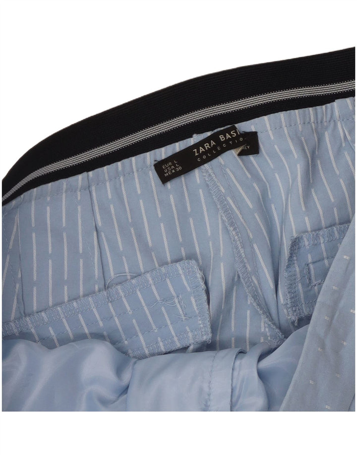 Pantalon Chino Slim Femme Zara Large W32 L27 Bleu Géométrique